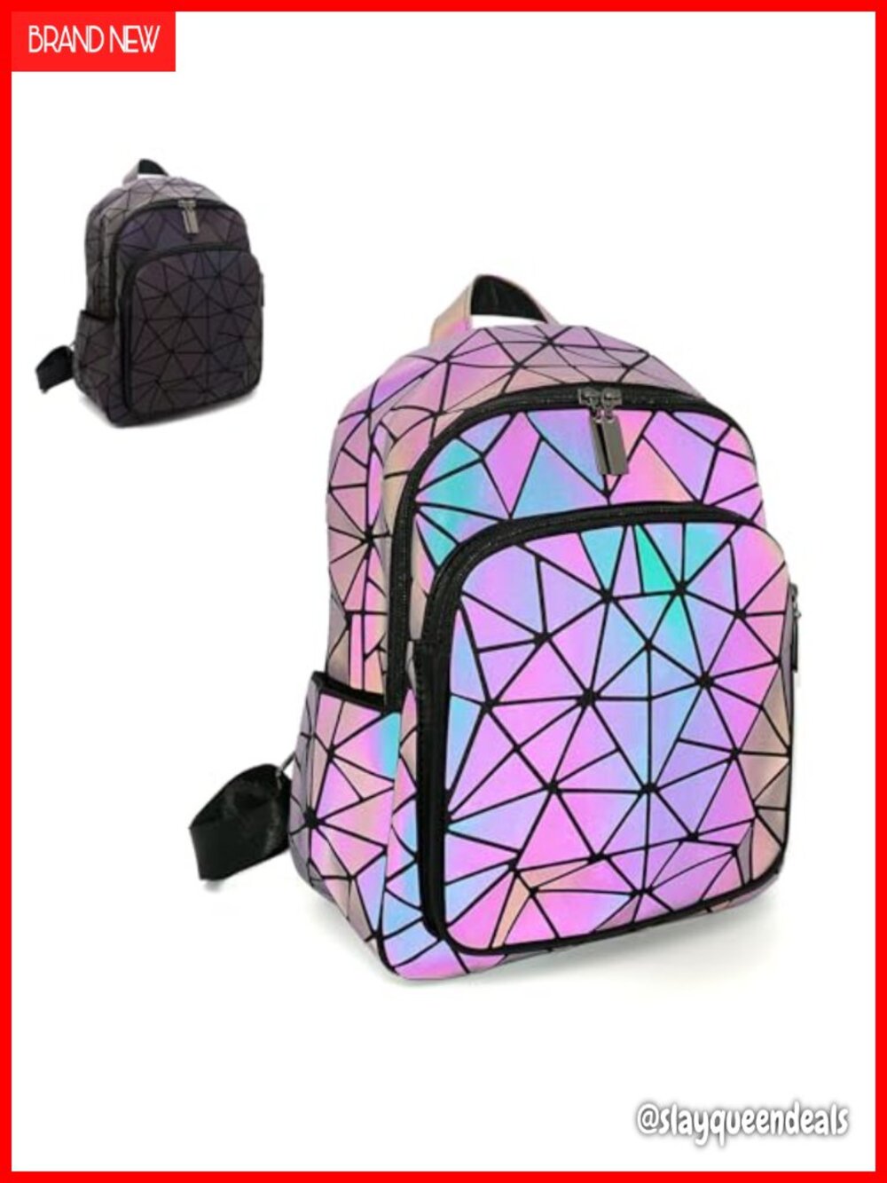 Holographic Geometric Luminous Backpack Women's